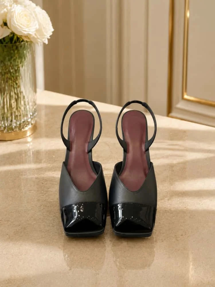 04-2026 New Women's Classic Luxury Square-Toe Color-Block Sandals (details below) – Heel height: 6.5 cm