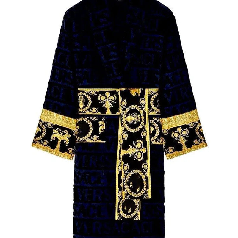 Autumn Winter Adult Bathrobe Sashes Robe Pajamas Homewear For Men And Women Couple Robes Pockets Long Sleeve Fashion Nightgown