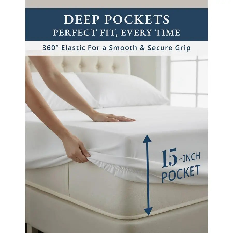 Egyptian Cotton Sheets King Size Naturally Cooling amp Breathable 4 Piece Silky Sateen Weave King Size Sheets Set, UltraSoft amp