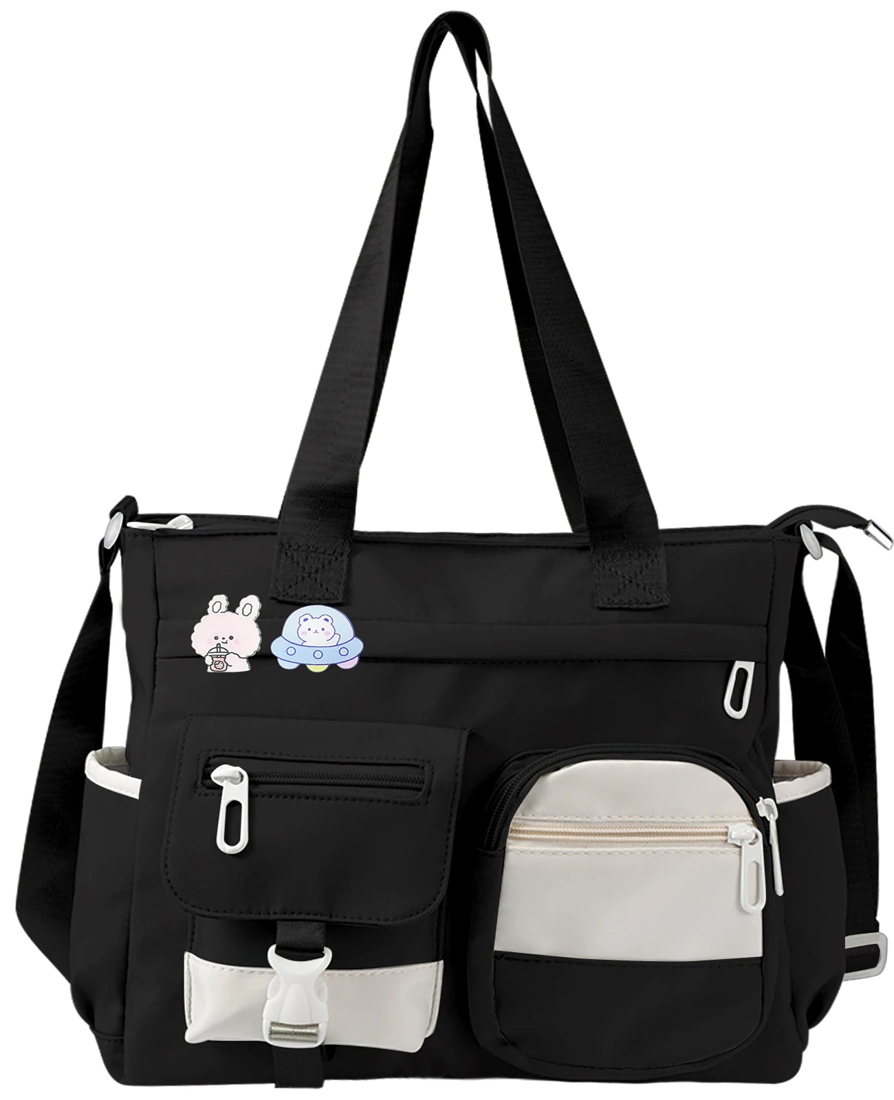 Nylon Messenger Bag Cute Shoulder Tote Bag with Multiple Pockets Large Capacity Messenger Bag for Teens Waterproof