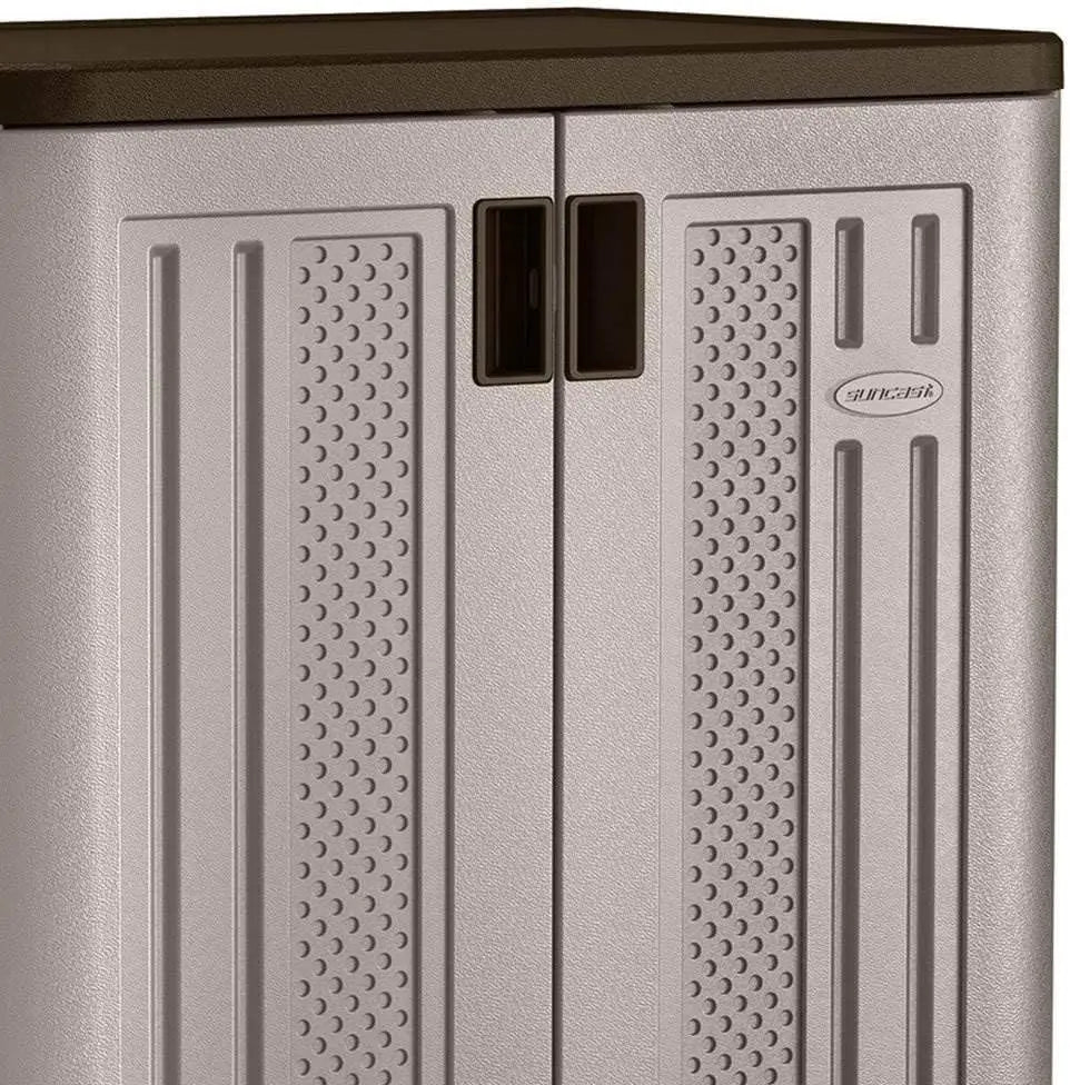 Suncast 2 Pack 9 Cu. Ft. Base Storage Cabinet, Resin Garage Organizer, Platinum Metallic/Slate