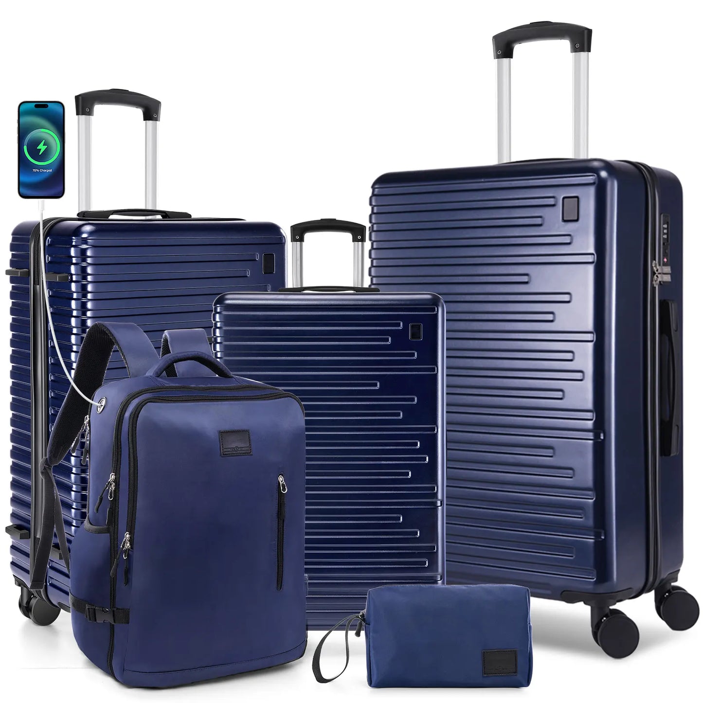 3/5pcs Luggage Set Carry On Suitcase With Spinner Wheel TSA Lock 20/24/28'' Luggage Include Backpack Toiletry For Business Trip