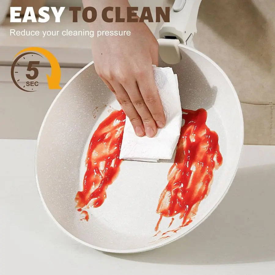 10 pcs Pots and Pan Set Non Stick with Detachable Handle, Ceramic Cookware Set for Stackable, Induction Kitchen Cookware Set for