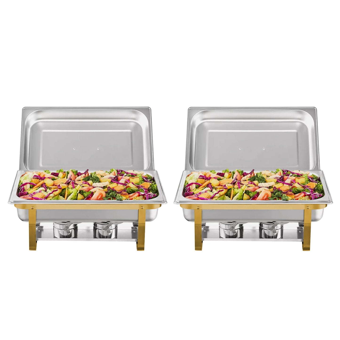 2/4Pack Chafing Dish Set Stainless Steel 316 Gold Rectangular Buffet Warmer for Hotel Catering Parties Weddings Outdoors