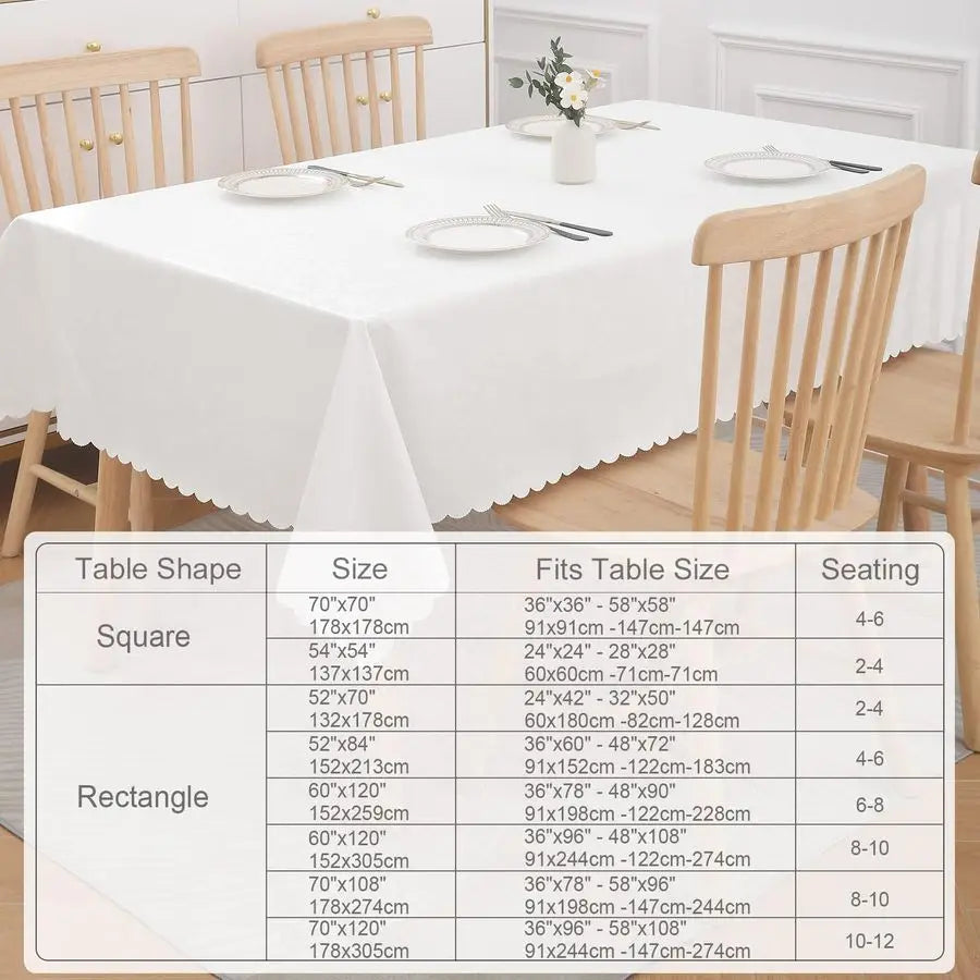 Rectangle Table Cloth, Waterproof Heavy Duty Vinyl Tablecloths, Wipeable Washable Table Cover for Kitchen and Dining Room White,