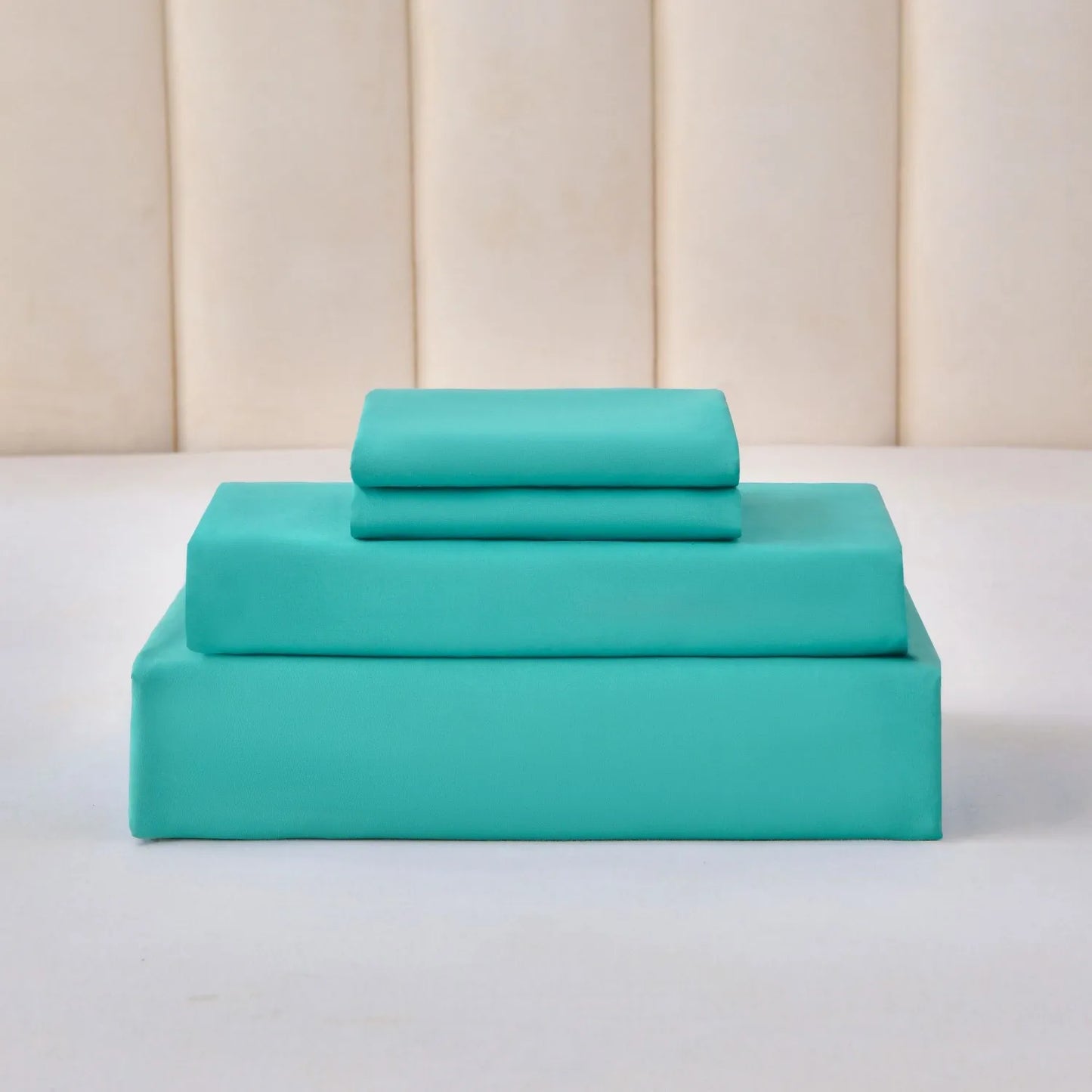 4-Piece Grass Green Bed Sheet Set, 100% Cotton Soft & Breathable, Deep Pocket Fitted Sheet for Queen Size Bed, All-Season Lu