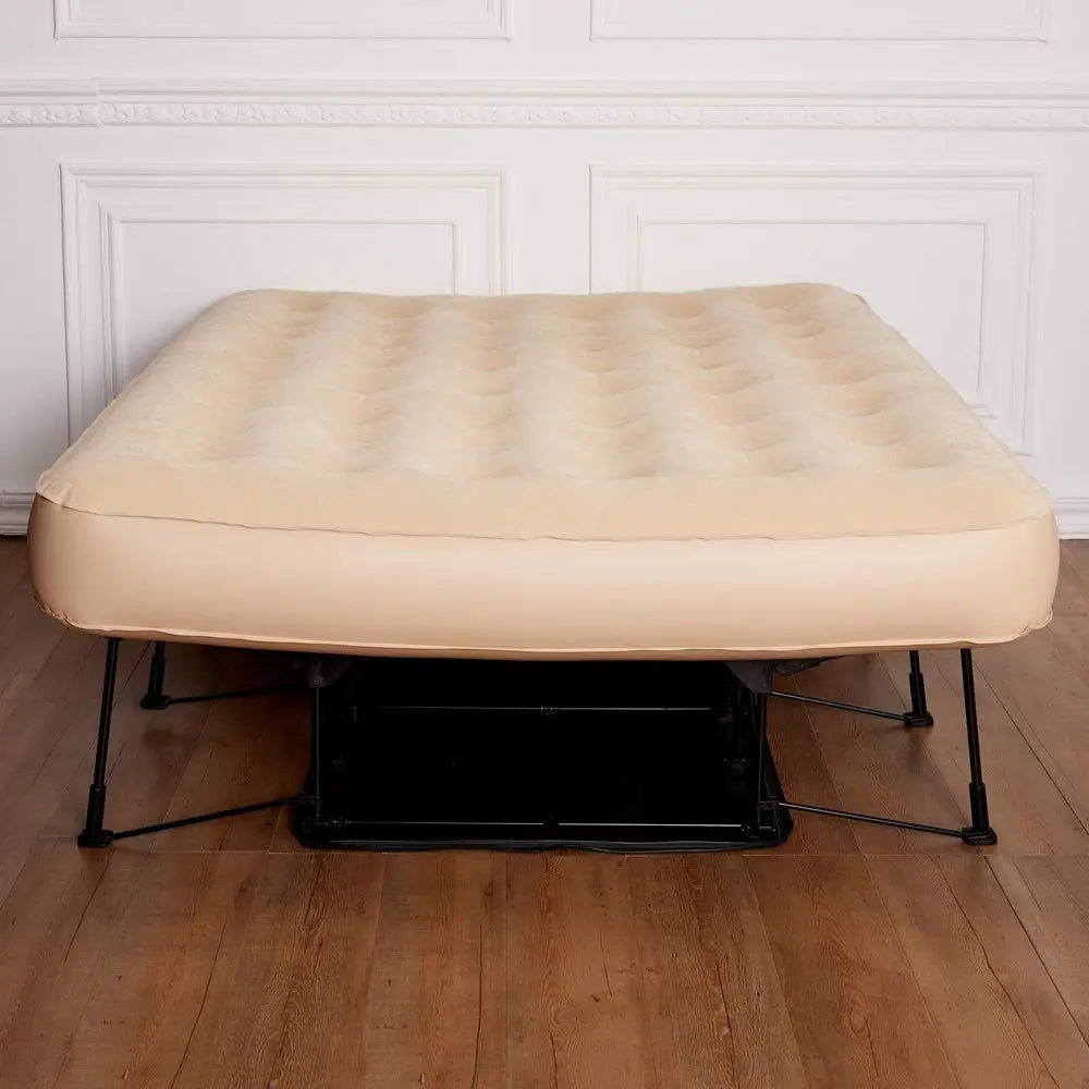 Simpli Comfy Bed Queen SelfInflating Air Mattress with Builtin Frame, Pump and Wheeled Case, Blow Up Inflatable Air Bed Perfect