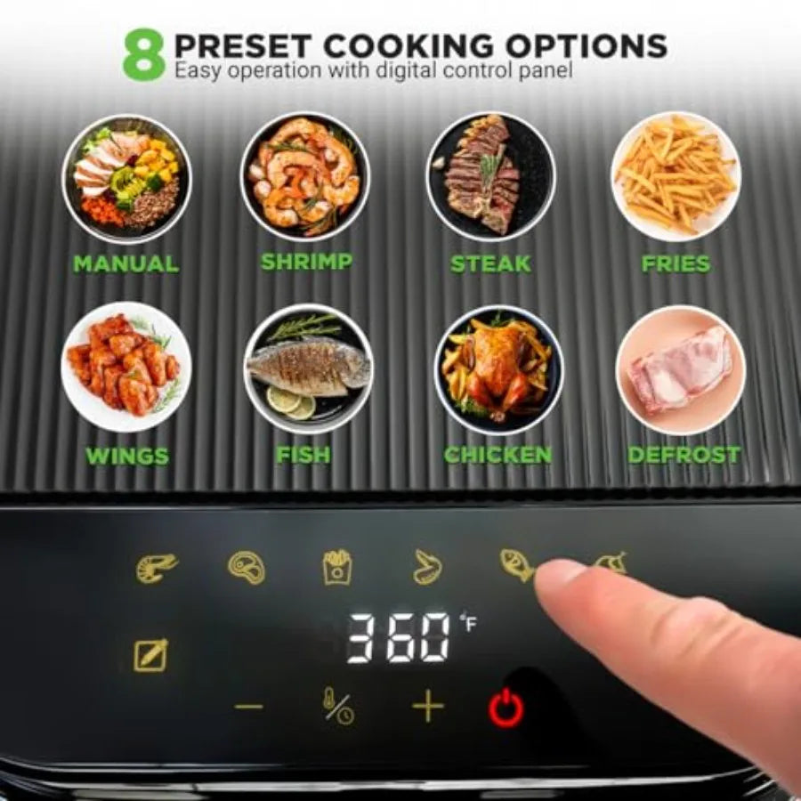 5.8 Quart Air Fryer with 8 Preset Cook Modes Transparent Fry Bowl for Optimal Cooking Results Perfect for Shrimp Steak Fries Wi