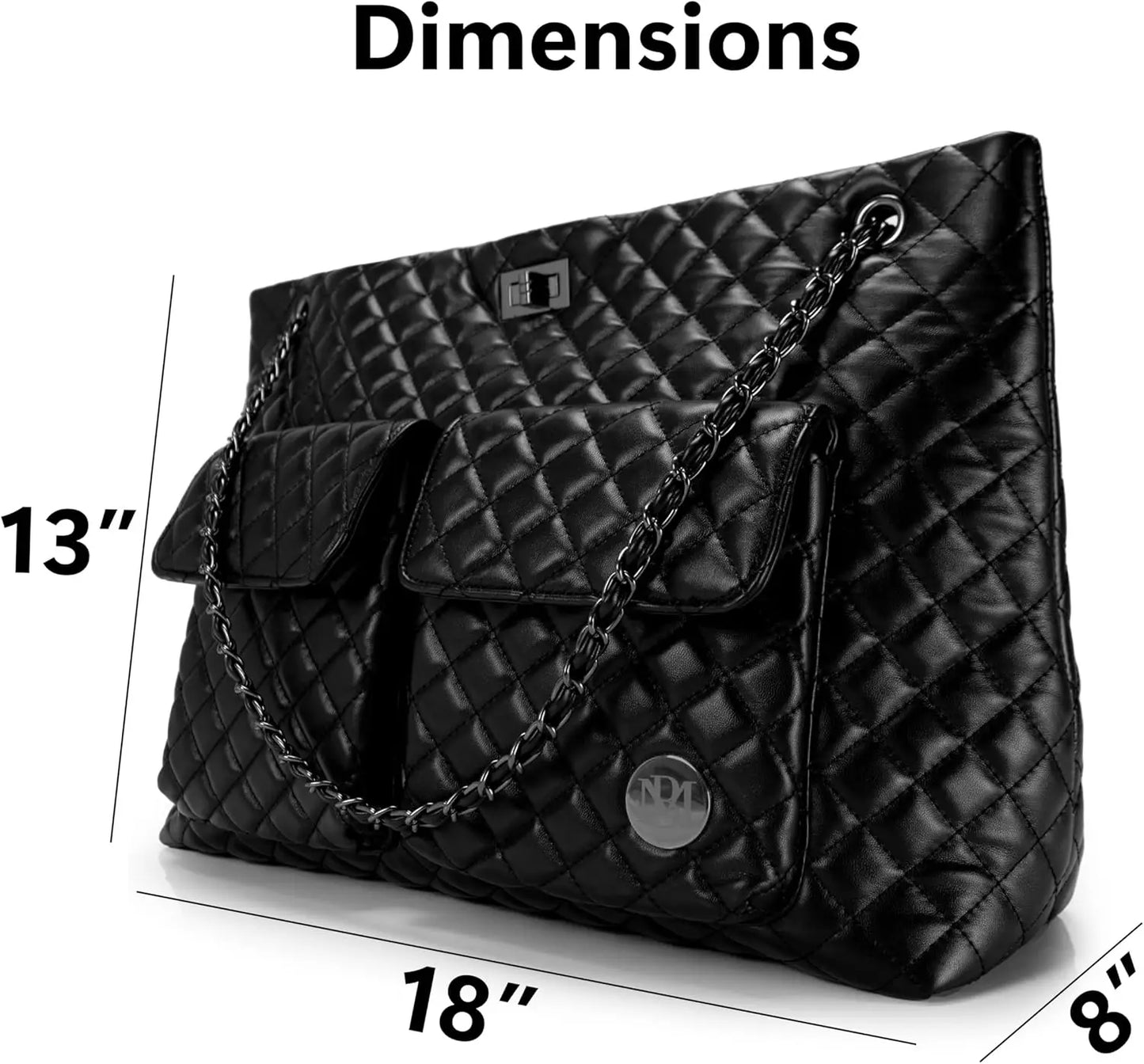 Quilted Vegan Leather Tote Weekender Travel Bag for Women, Durable and Stylish