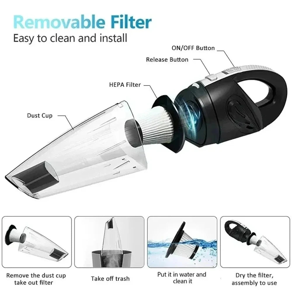 Cordless Handheld Vacuum Cleaner Powerful Cyclonic Suction Rechargeable Quick Charge Portable Vacuum With Multiple Attachments F