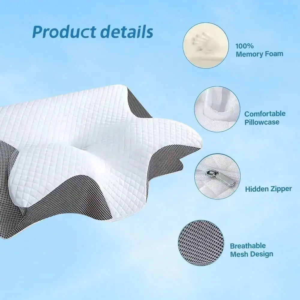 Adjustable Memory Foam Cervical Pillow, Cooling Contour Bed Pillow for Neck Support and Side Back Stomach Sleepers