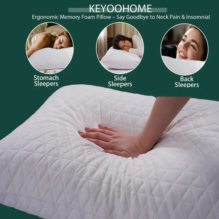 Memory Foam Pillows for Sleeping,Bed Pillows King Size Set of 2 Pack Cooling Adjustable,Good for Side and Back Sleeper with Wash