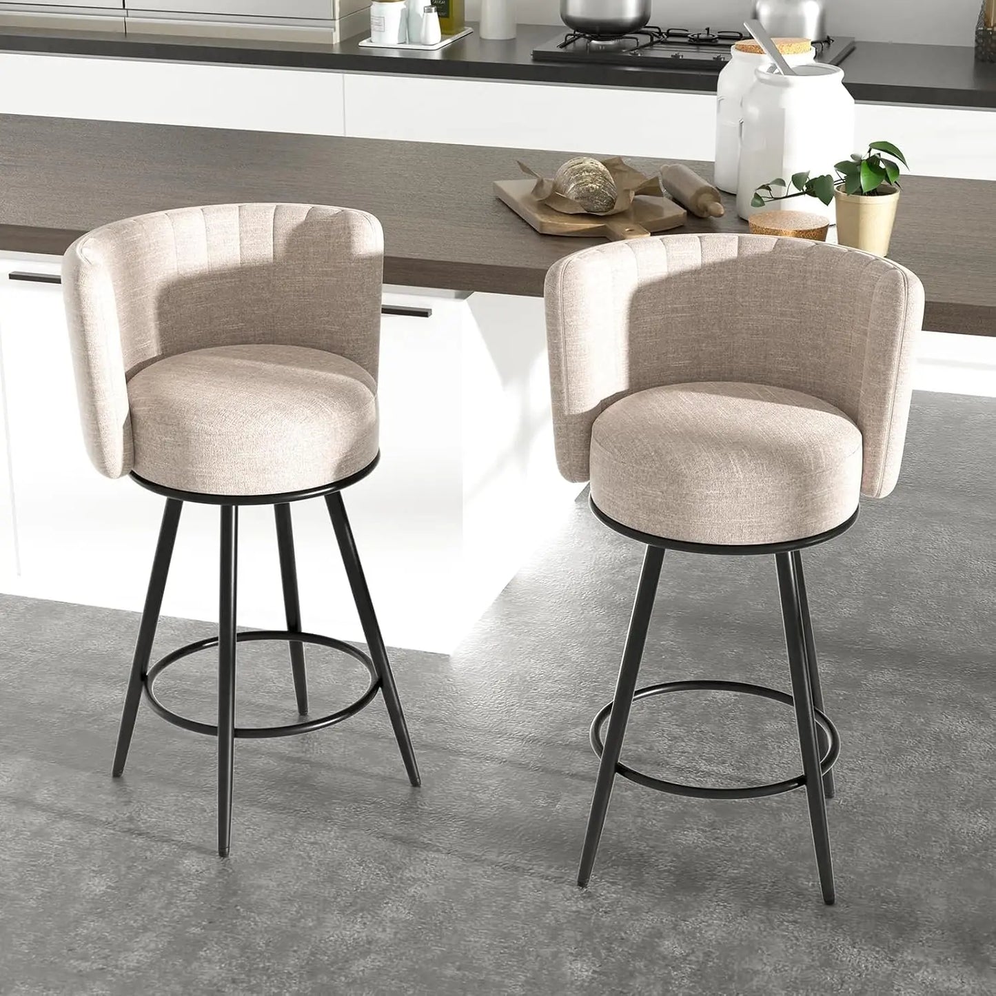 Bar Stools Set of 2, 27 Inch Barstools with Sturdy Legs, Leather Farmhouse Counter Height Bar Stool for Kitchen,, Customized