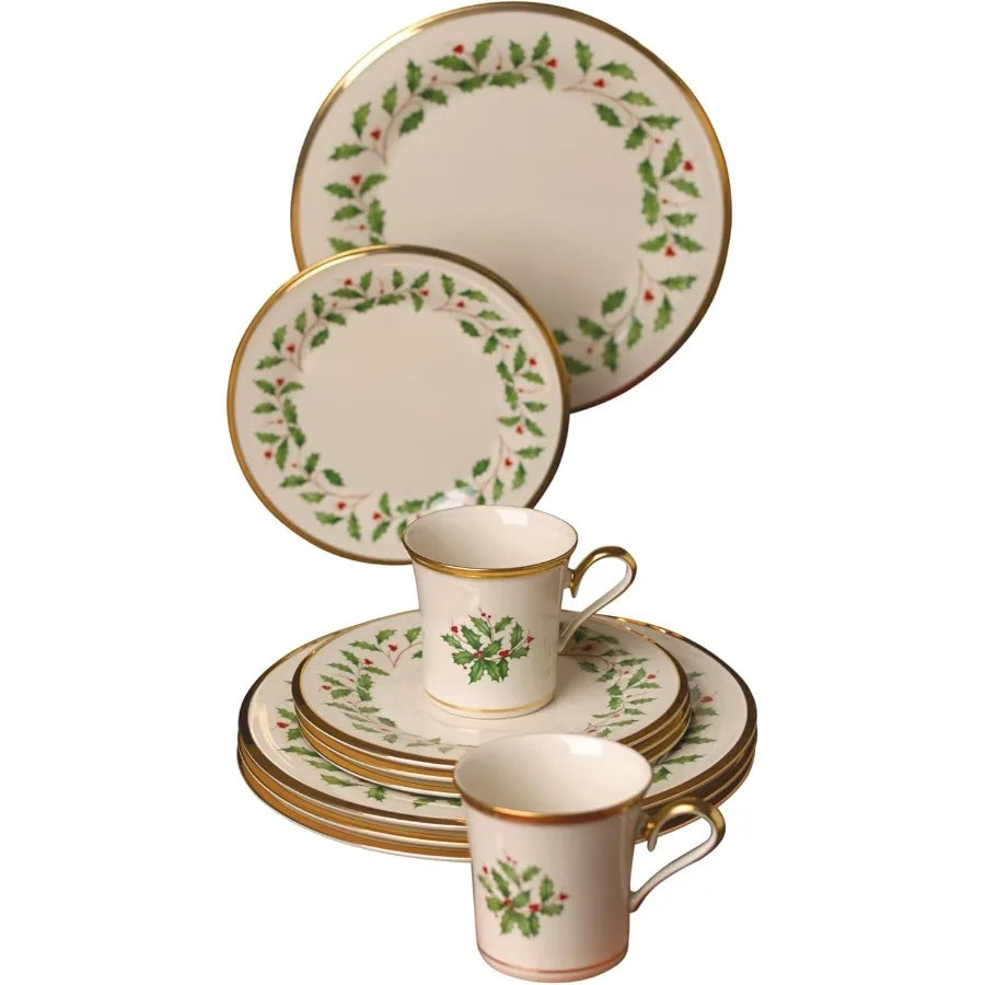 Holiday 12-Piece-Plate-&-Mug Set, Christmas Dinnerware, Hosting