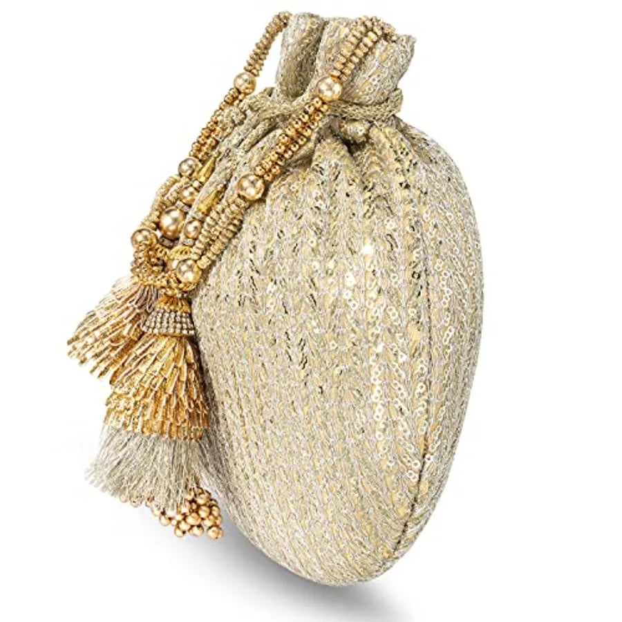 Aheli Potli Bags Gift for Women Evening Bag Clutch Ethnic Bride Purse with Drawstring