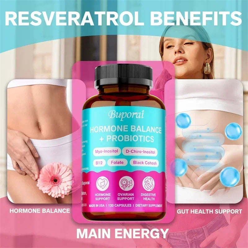 Hormone Balance + Probiotics - Relieve Menopausal Discomfort, Control Weight, Support Ovarian Function - 120 Capsules