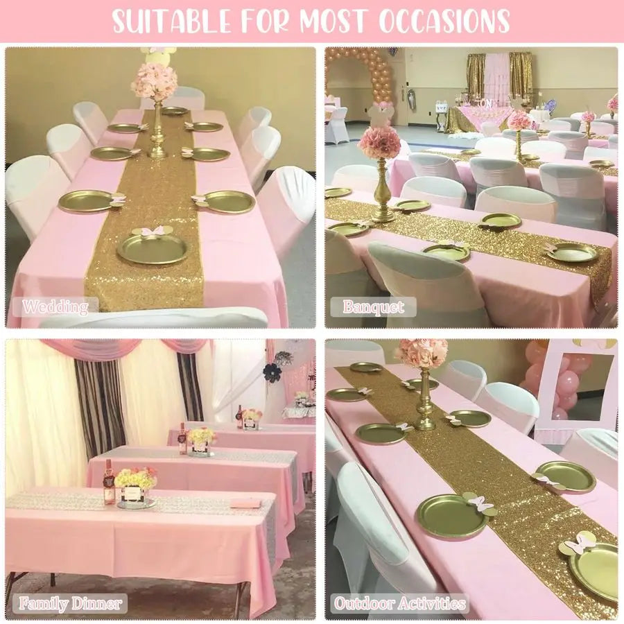 Pack Premium Pink Tablecloth 60 x 102 Inch, Rectangle Table Clothes for 6 Foot Rectangle Tables Washable Polyester Fabric Table