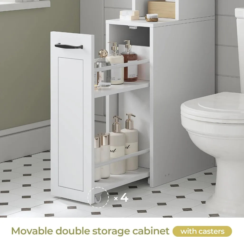 Over The Toilet Storage Cabinet with Adjustable Shelves, Pulley System, Waterproof Material for Bathroom & Laundry Room