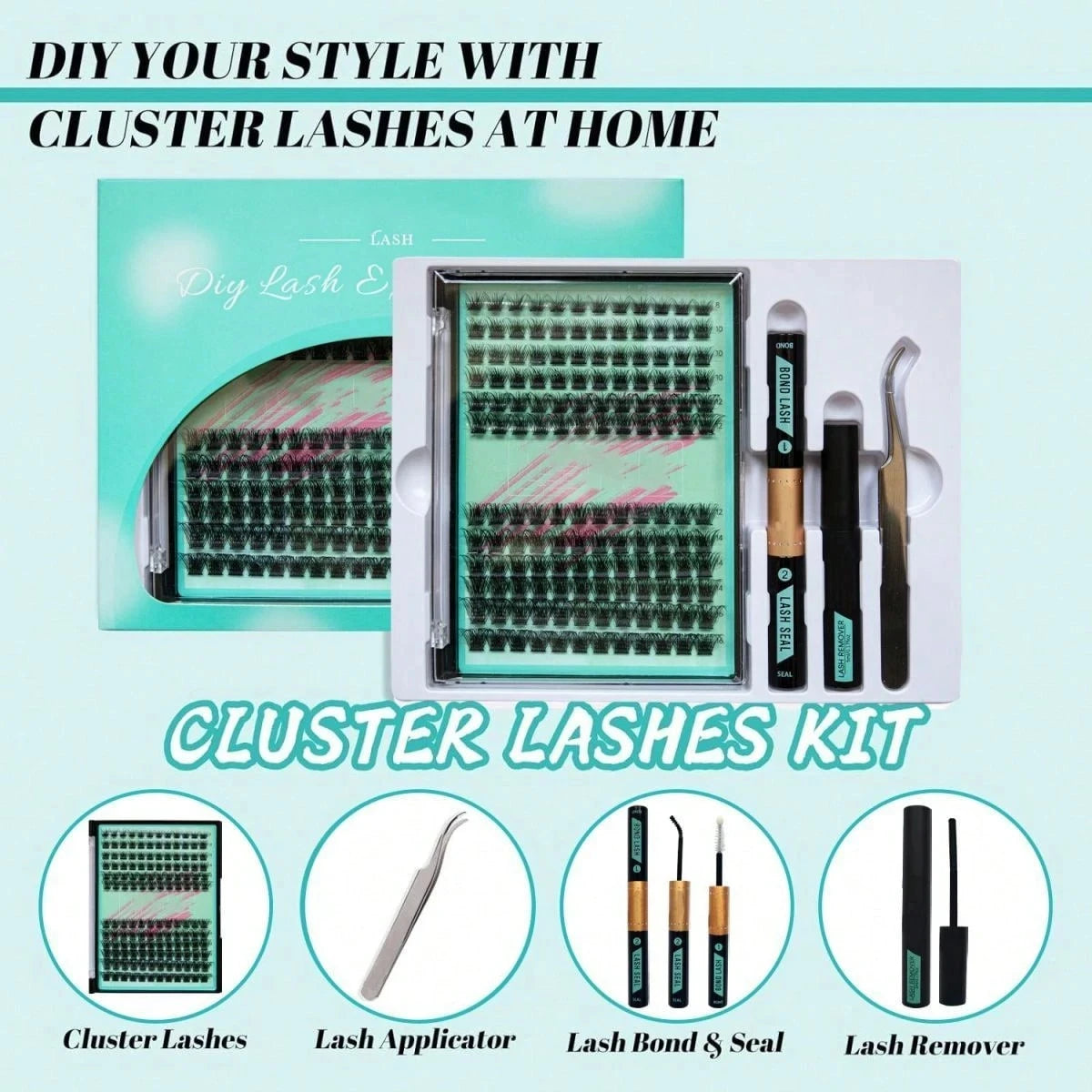 Thick Eyelash Extension Set  Single Eyelash Set, Including Eyelash Gel, Eyelash Remover, Eyelash Applicator