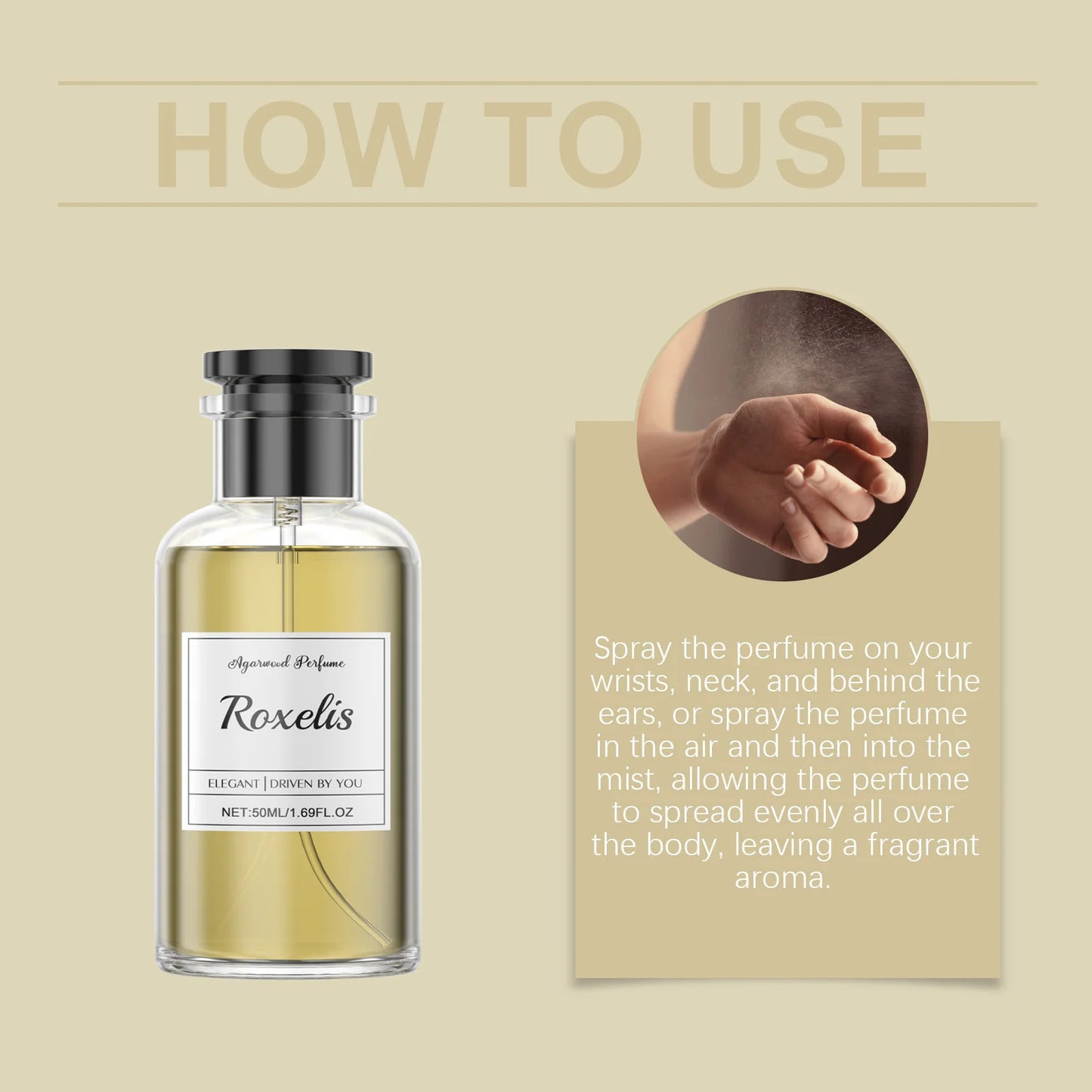 Roxelis 50ml Agarwood Perfume Fresh Lasting Fragrance Luxury Woody Scent Flirting Pheromone  Dating Deodorant Body Perfume Spray