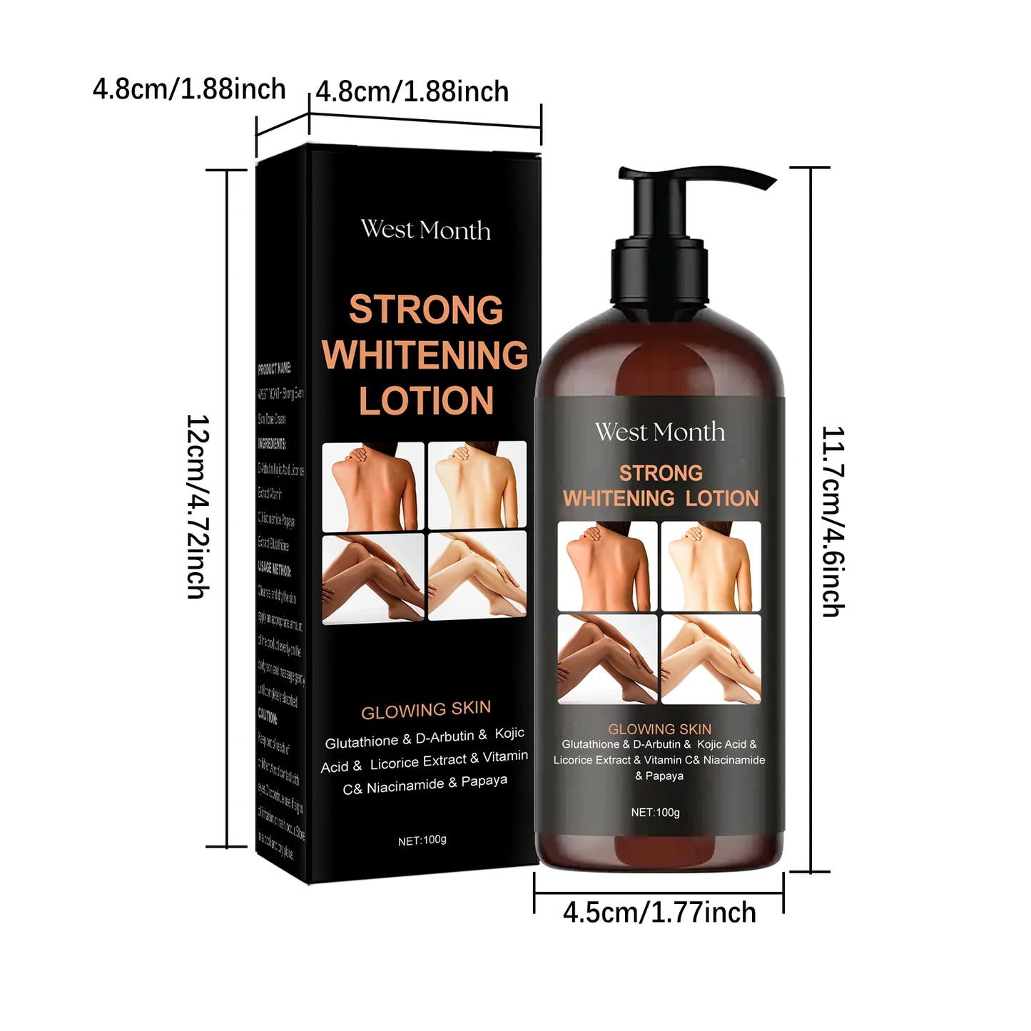 West Month 100ML Strong Whitening Cream Lasting Hydrating Nourishing Improve Dull Skin Balance Skin Glowing Body Care Lotion