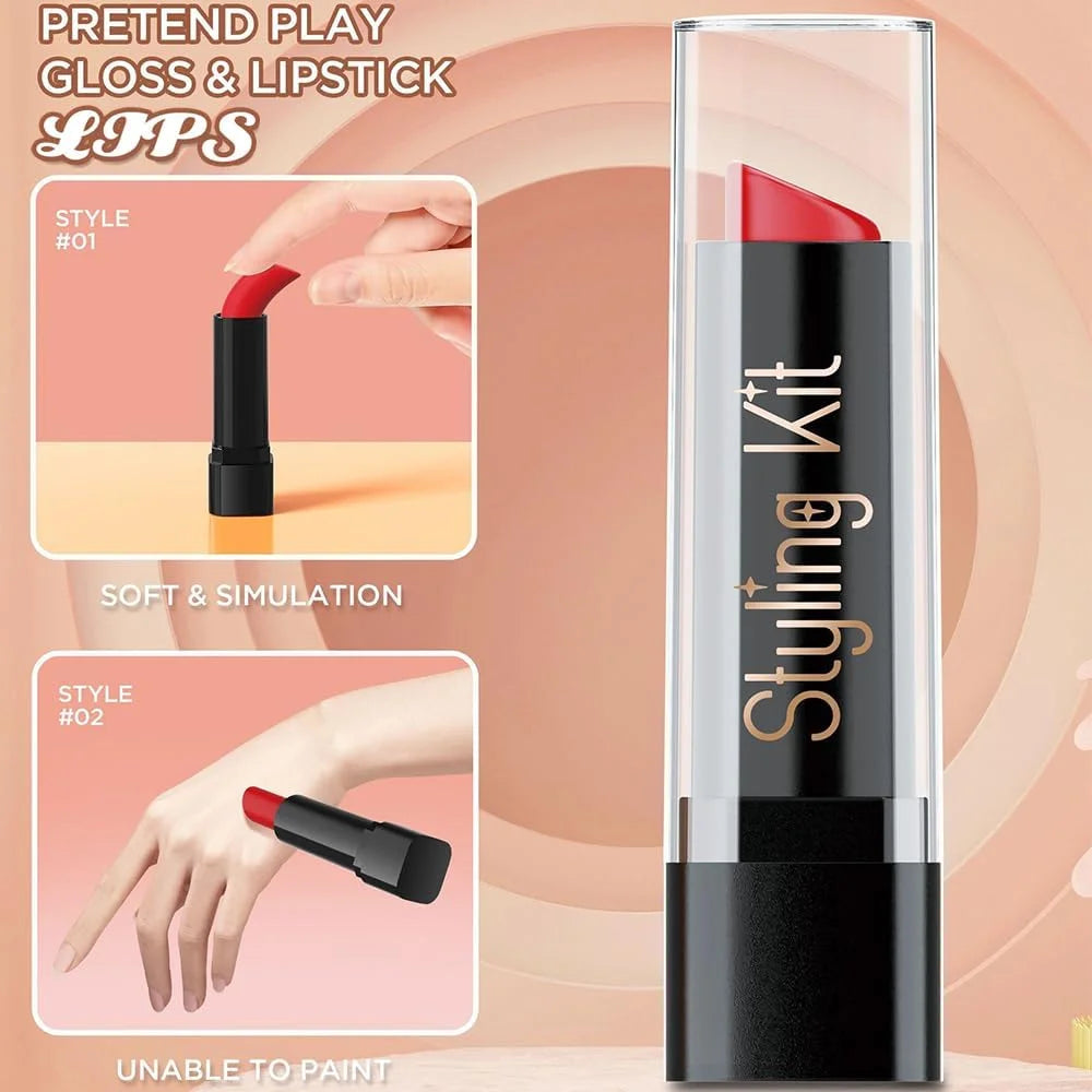 Pretend Makeup Kit for Girls, 12 Pcs Kids Cosmetic Pretend Play Beauty Make Up Set, Not Real Eye Shadow Blush Palette Lipstick w