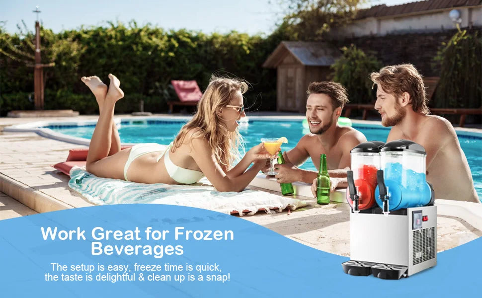 Commercial 6.4 Gal Margarita Machine 1050W Large Capacity Electric Slushy Frozen Drink Maker 24L Icy Treats Kitchen Appliance