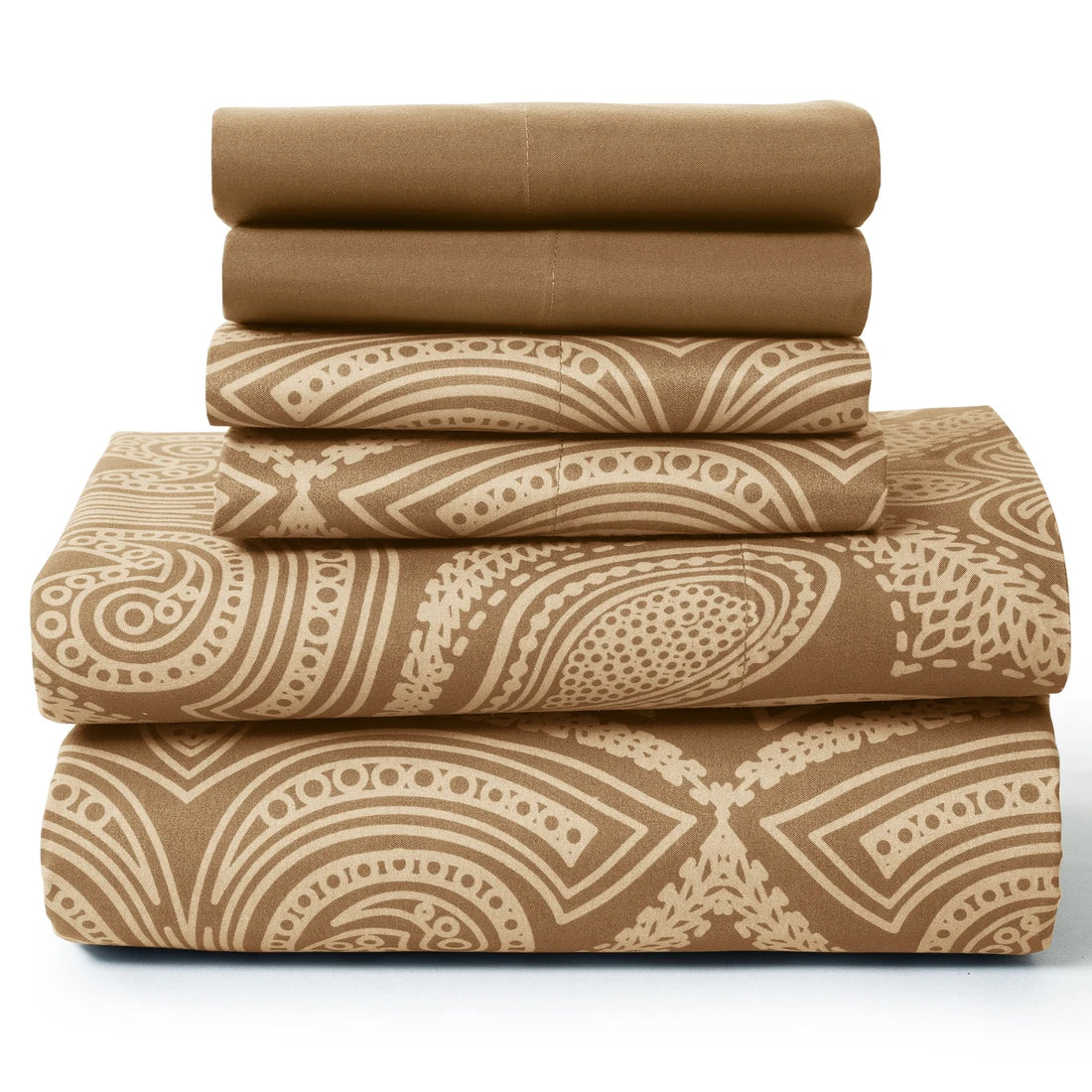 LUX Décor Paisley Sheet Set – 6 Piece Ultra-Soft Microfiber Bed Sheets with Flat Sheet, 16 Inches Deep Pocket Fitted Sheet