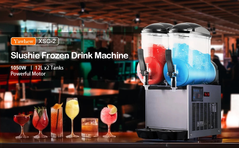 Commercial 6.4 Gal Margarita Machine 1050W Large Capacity Electric Slushy Frozen Drink Maker 24L Icy Treats Kitchen Appliance