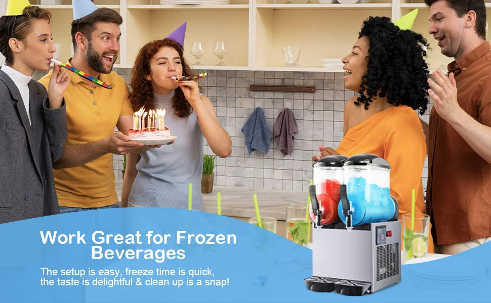 Commercial 6.4 Gal Margarita Machine 1050W Large Capacity Electric Slushy Frozen Drink Maker 24L Icy Treats Kitchen Appliance