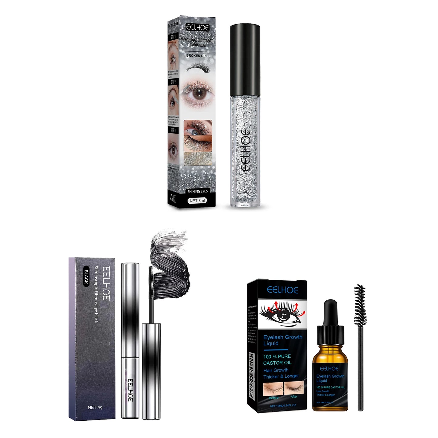 Eelhoe Castor Oil Fast Growth Eyelash Serum Shiny Mascara Eyebrow Enhance Nourish Natural Lengthen Thickening Lash Curling Serum