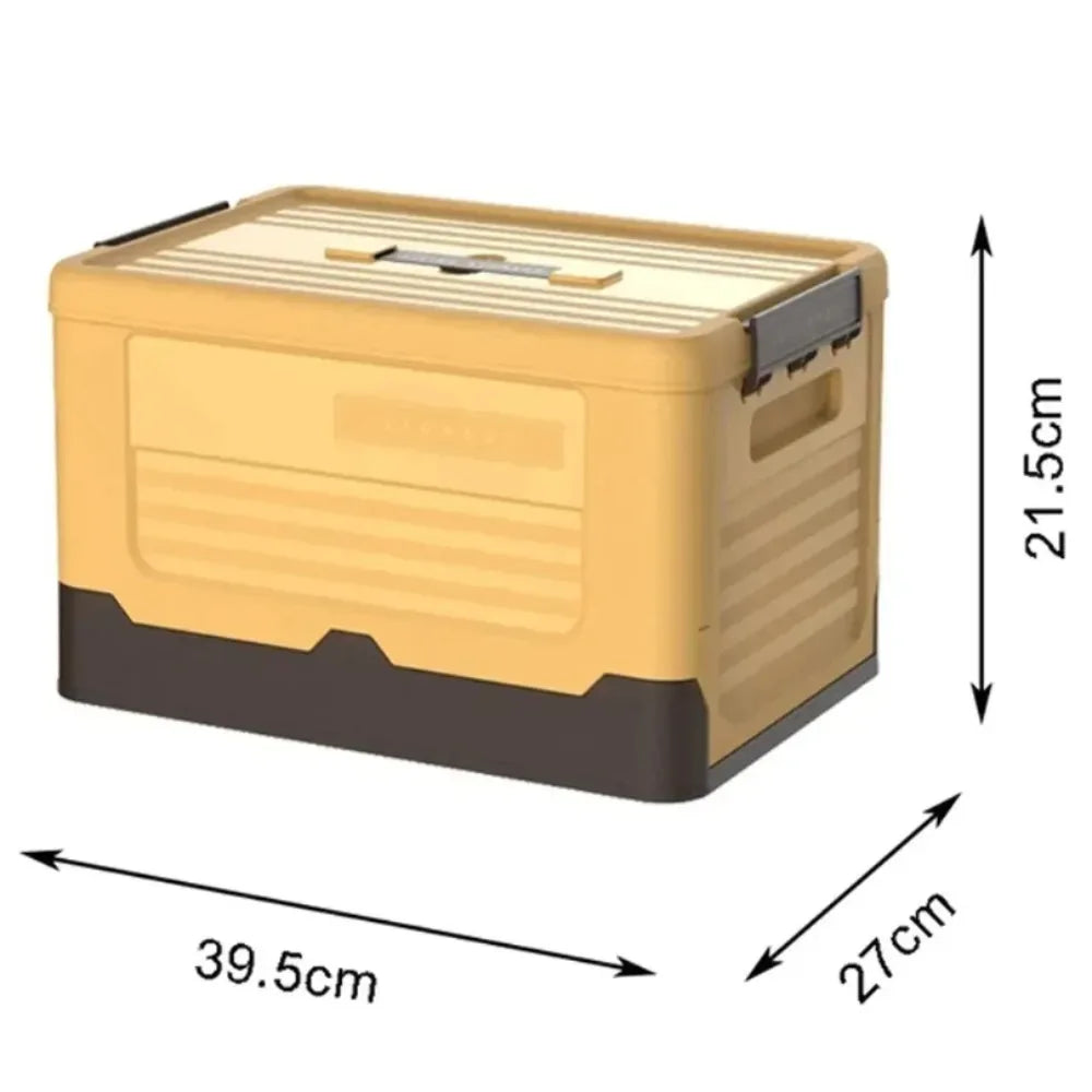 Foldable Plastic Storage Box with Lid, Collapsible Home Organizer Bin for Closet, Toys & Space Saving Storage