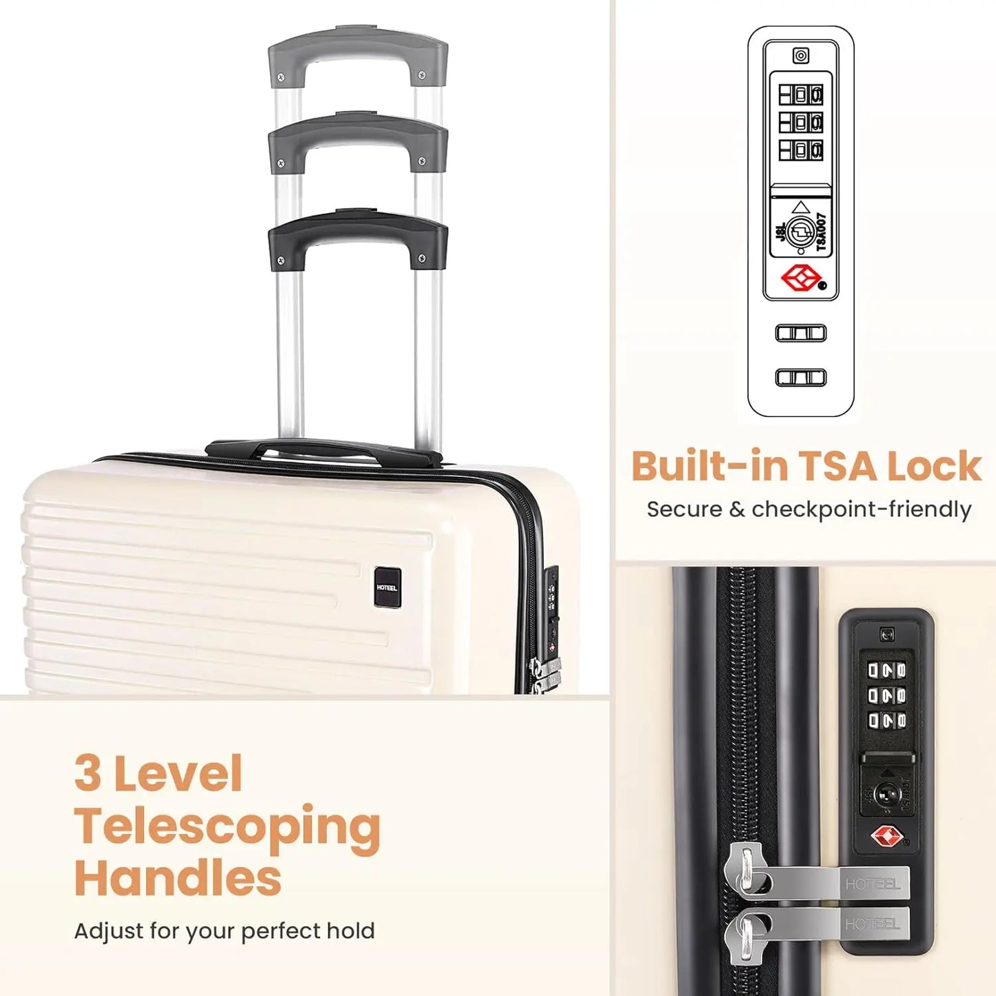 3/5pcs Luggage Set Carry On Suitcase With Spinner Wheel TSA Lock 20/24/28'' Luggage Include Backpack Toiletry For Business Trip