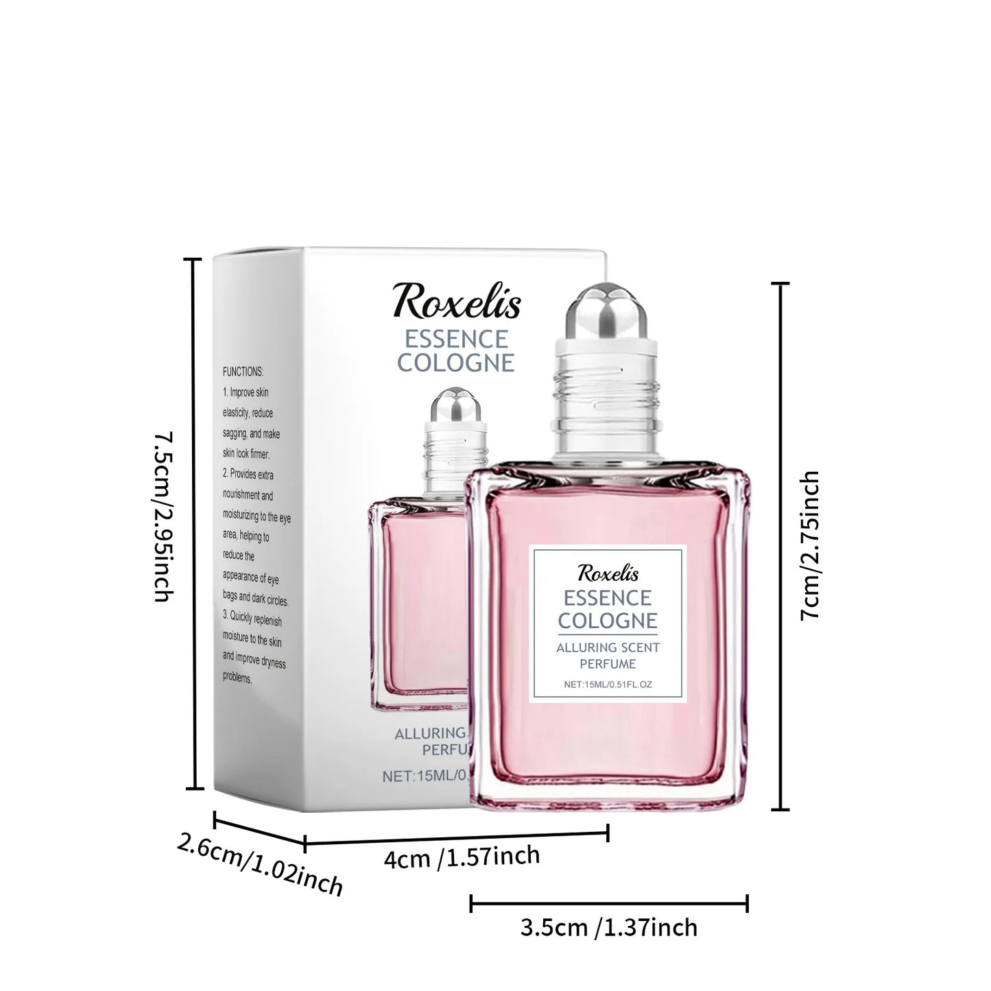 Roxelis 15ml Pink Rose Floral Scent Perfume Roll-On Oil Refreshing Deodorant Lasting Charming Romantic Attraction Perfume Roller