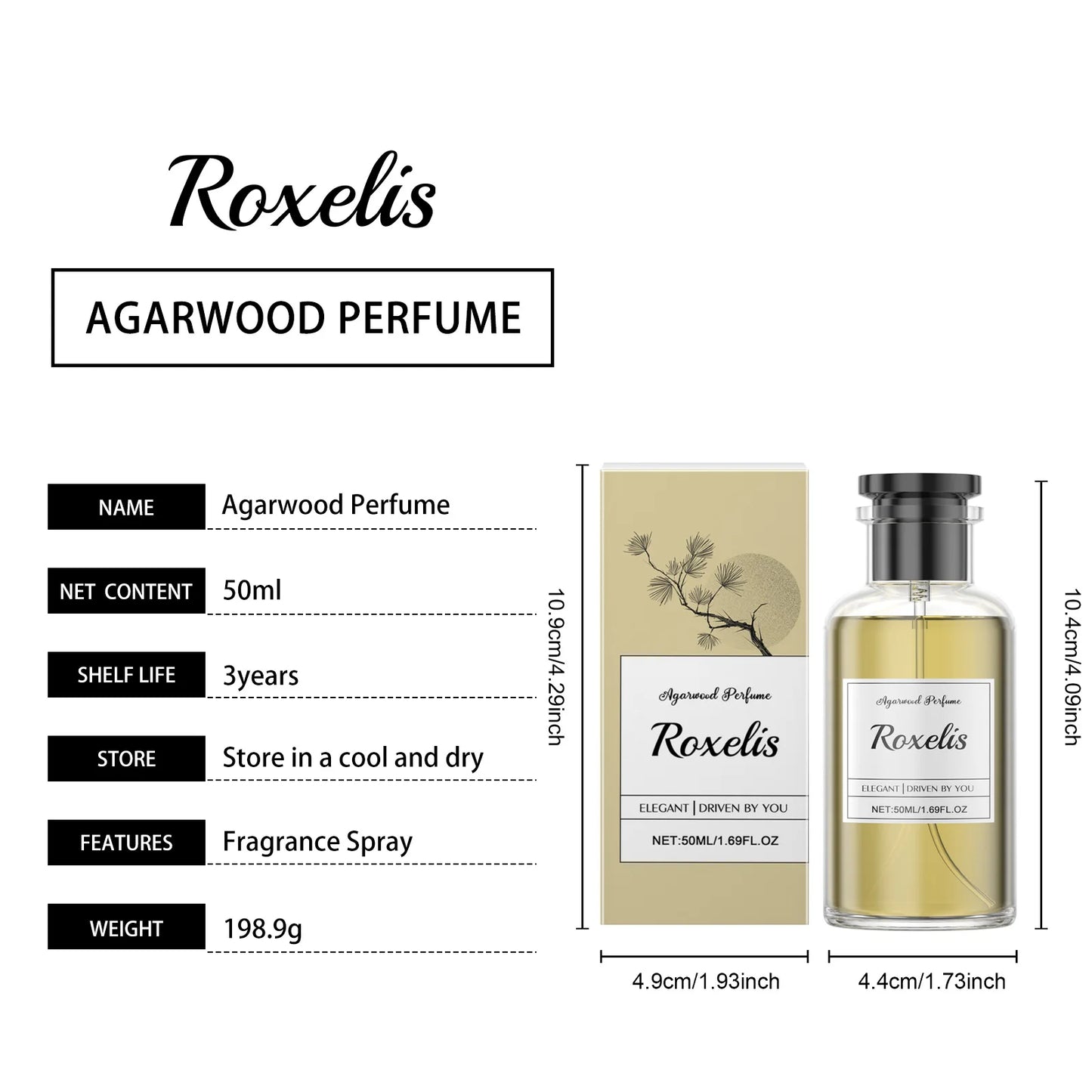Roxelis 50ml Agarwood Perfume Fresh Lasting Fragrance Luxury Woody Scent Flirting Pheromone  Dating Deodorant Body Perfume Spray