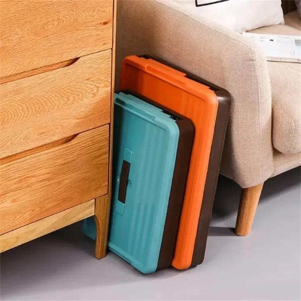 Foldable Plastic Storage Box with Lid, Collapsible Home Organizer Bin for Closet, Toys & Space Saving Storage