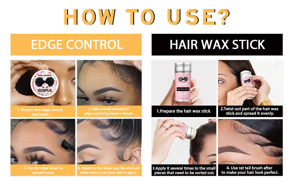 Goiple Electric Hot Comb Hair Straightenerm Curling Iron for Natural Black Hair Wigs Pressing Combs with Wig Glue Hair Wax Stick