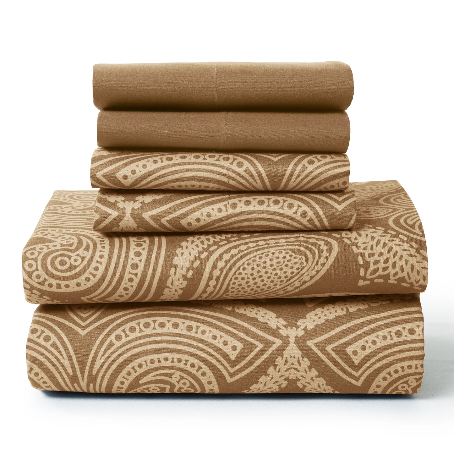 LUX Décor Paisley Sheet Set – 6 Piece Ultra-Soft Microfiber Bed Sheets with Flat Sheet, 16 Inches Deep Pocket Fitted Sheet
