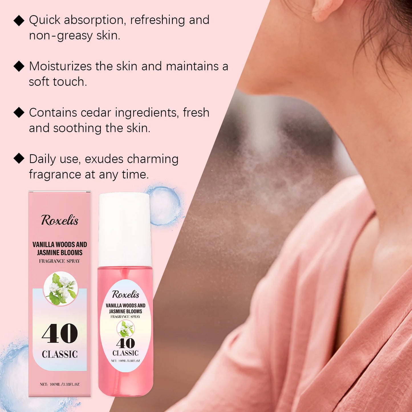 Roxelis 100ml Freshing Body Perfume Spray Long Lasting Scent Remove Odor Release Charming Dating Flirting Pheromone Perfume Mist