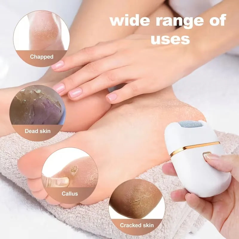 Electric Foot File Callus Remover Remover Rechargeable Pedicure Tool with 3 Grinding Heads for Dead Hard Cracked Dry Feet Skin
