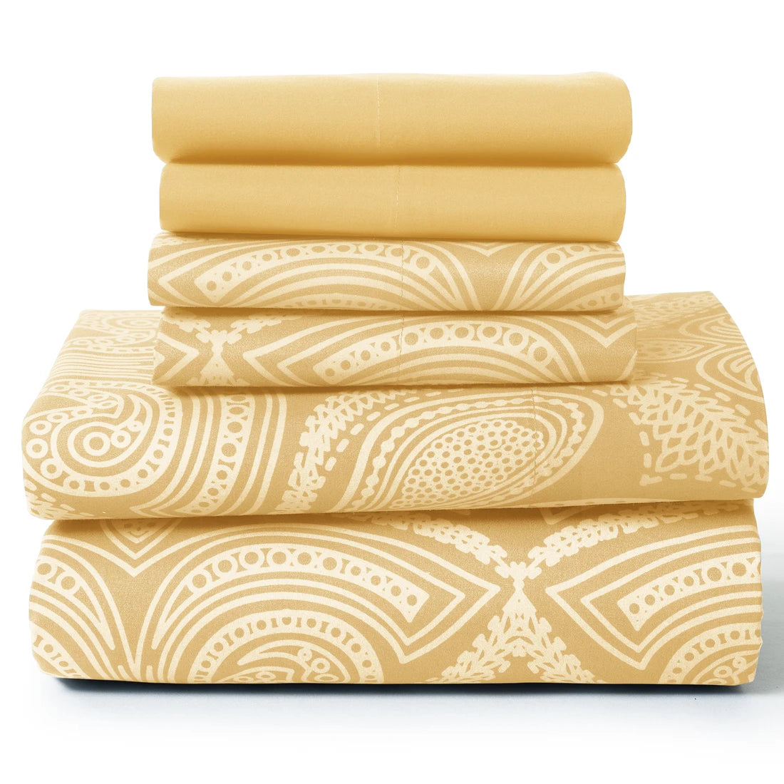 LUX Décor Paisley Sheet Set – 6 Piece Ultra-Soft Microfiber Bed Sheets with Flat Sheet, 16 Inches Deep Pocket Fitted Sheet