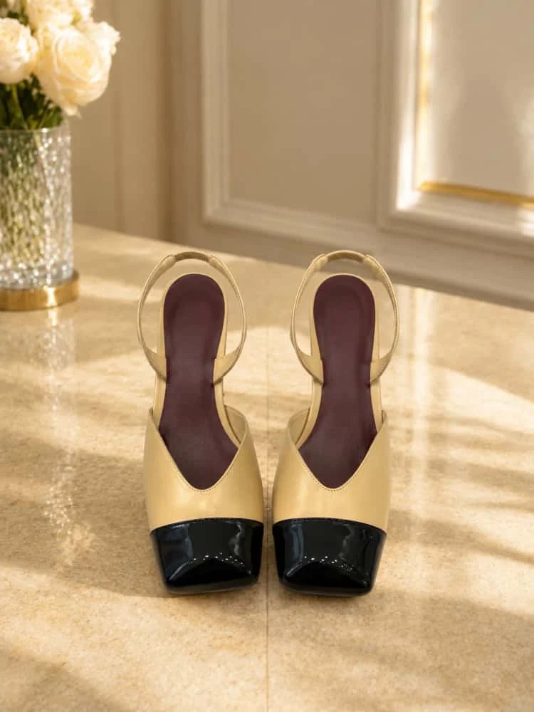 04-2026 New Women's Classic Luxury Square-Toe Color-Block Sandals (details below) – Heel height: 6.5 cm