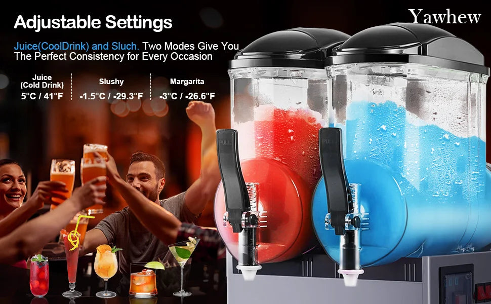Commercial 6.4 Gal Margarita Machine 1050W Large Capacity Electric Slushy Frozen Drink Maker 24L Icy Treats Kitchen Appliance