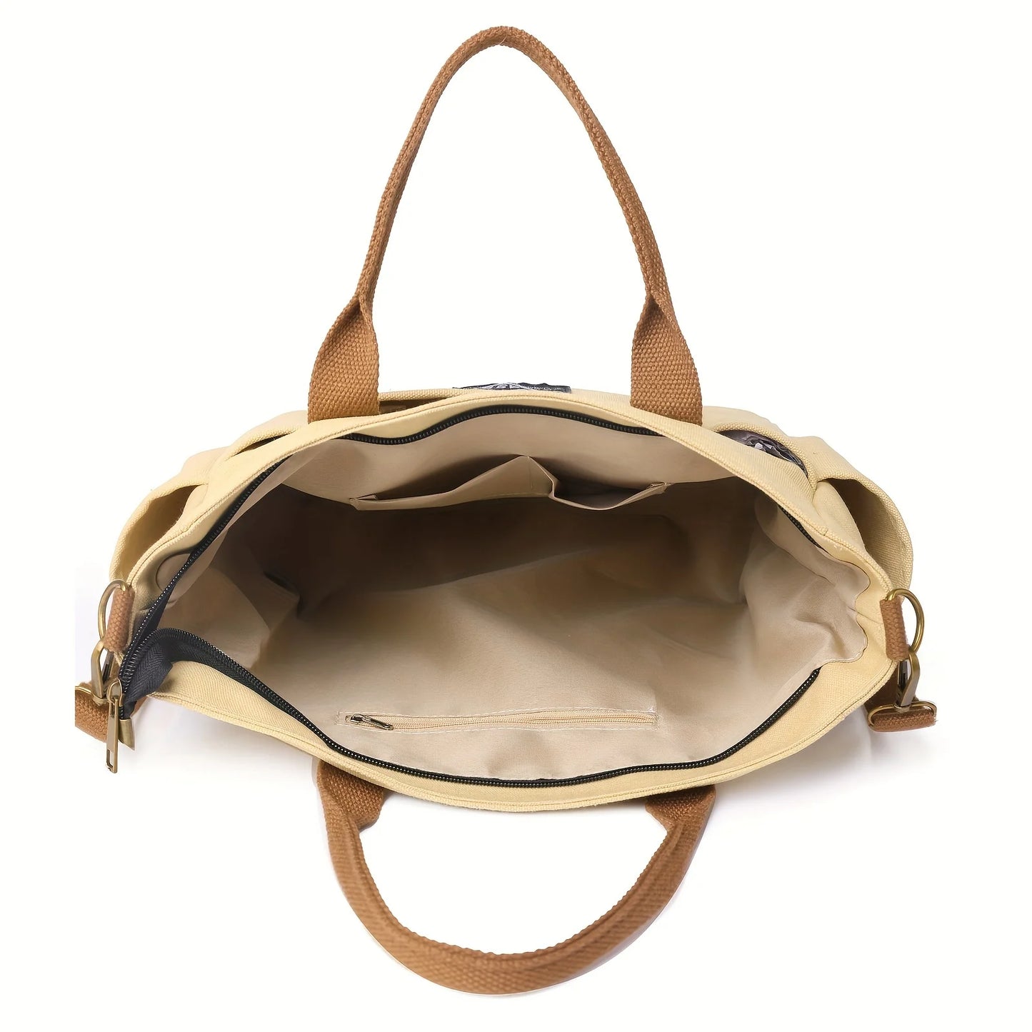Women's Multi-Pocket Tote Bag, Vintage Canvas Shoulder Bag, Multi-functional Crossbody Bag for Daily Use