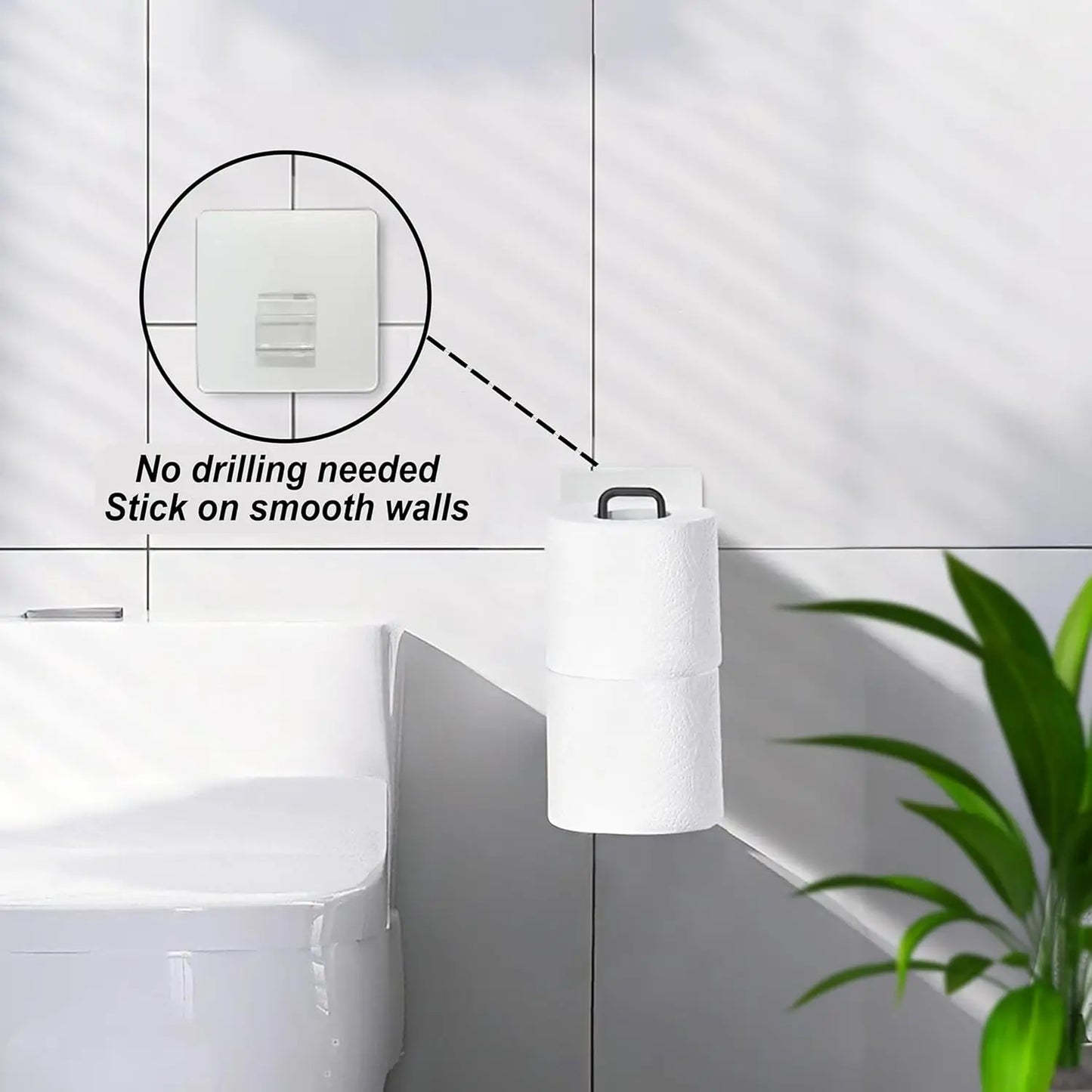 Matte Black Toilet Paper Holder Wall Mount, Holds 2 Rolls, Over Tank Storage, Bathroom Organizer, Space Saving, 1Pc