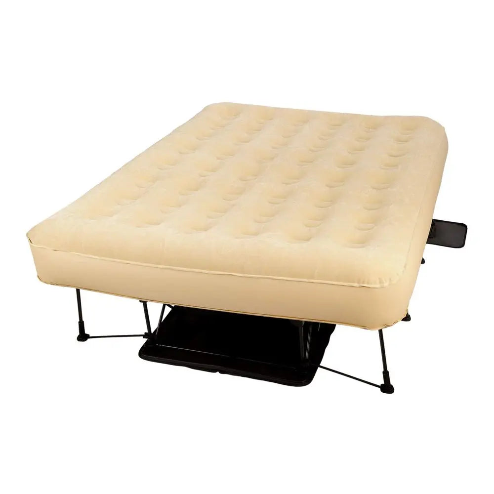 Simpli Comfy Bed Queen SelfInflating Air Mattress with Builtin Frame, Pump and Wheeled Case, Blow Up Inflatable Air Bed Perfect