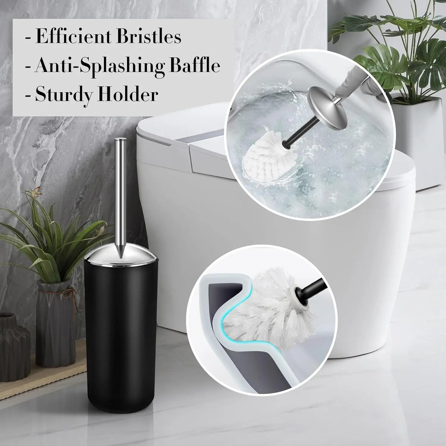 10Pcs Black Bathroom Accessory Set with Trash Can, Soap Dispenser, Toothbrush Holder, and More for Modern Home Decor