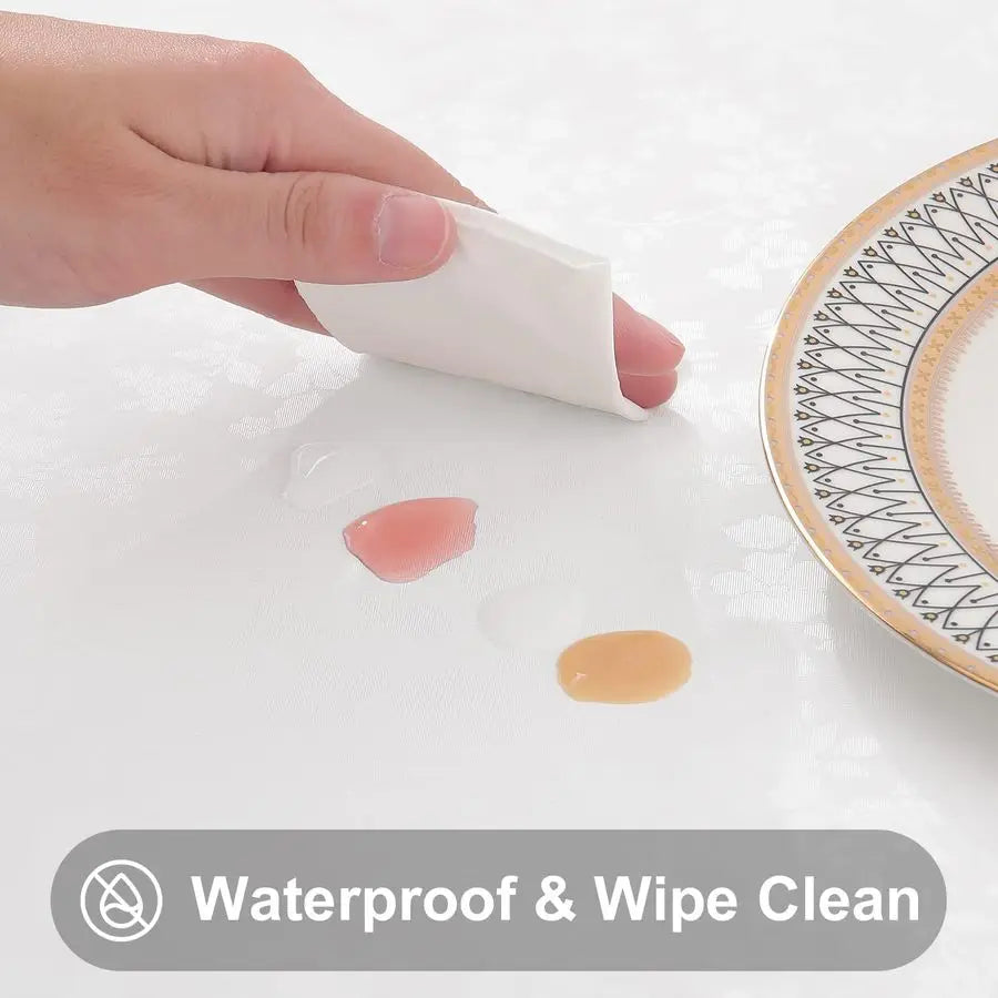 Rectangle Table Cloth, Waterproof Heavy Duty Vinyl Tablecloths, Wipeable Washable Table Cover for Kitchen and Dining Room White,