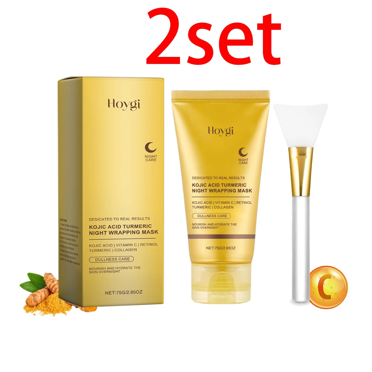 Hoygi Turmeric Face Mask Peel off Mask Wrapping Night Deep Cleansing Pores Oil Control for Brightening Rejevenation Skin Care