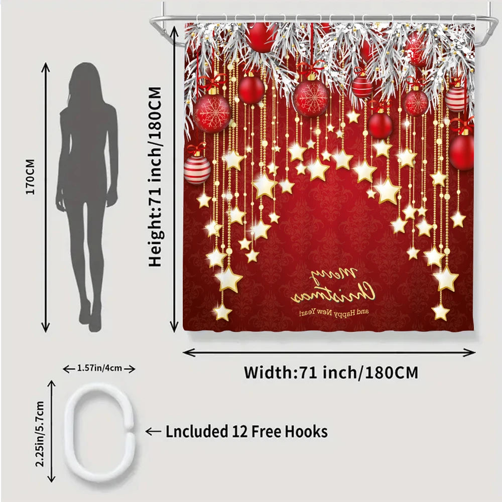 Christmas Bathroom Four-piece Set - Avant-garde Waterproof shower curtain, creating a complete bathroom kit